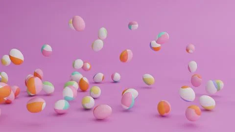 Easter Eggs Bouncing On Pink Background - Happy Easter 스톡 일러스트