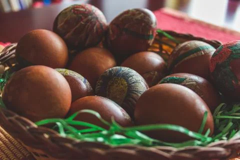 Easter eggs in a bowl Stock Photos