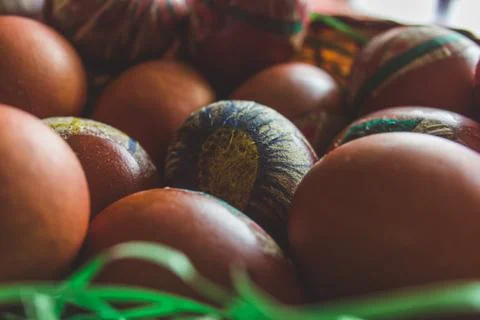 Easter eggs in a bowl Stock Photos