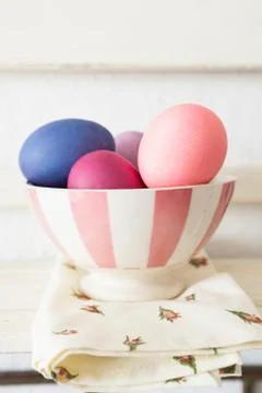 Easter eggs in bowl Stock Photos