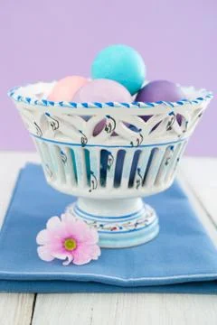 Easter eggs in bowl Stock Photos