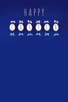 Easter eggs with bows on a blue background. Illustrazione stock