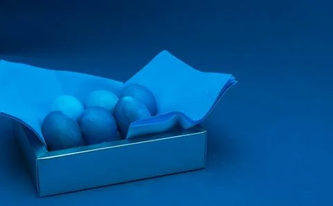 Easter eggs in box. monochromatic composition Stock Photos