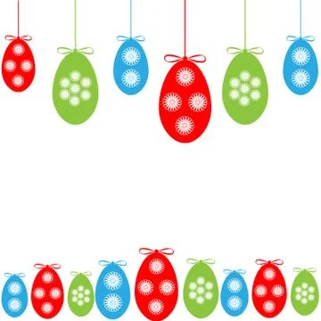 Easter eggs with branch on white background. Stock Illustration