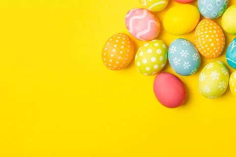 Easter eggs on a bright background. Foto stock