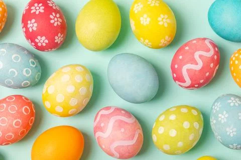 Easter eggs on a bright background. Foto stock