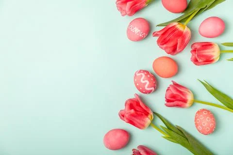 Easter eggs on a bright background. Foto stock