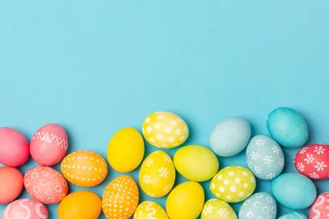Easter eggs on a bright background. 스톡 사진