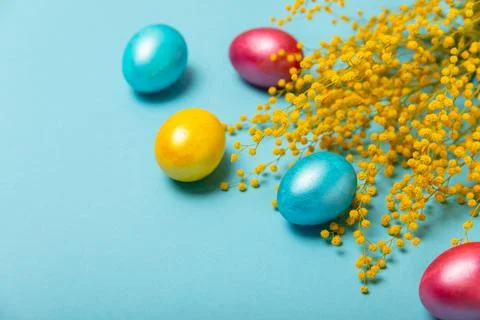 Easter eggs on a bright background. Foto stock