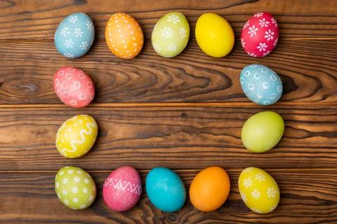Easter eggs on a bright background. 스톡 사진
