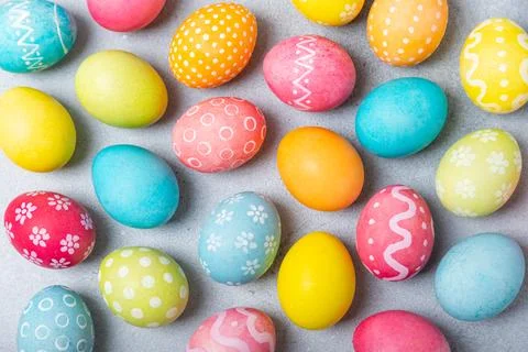 Easter eggs on a bright background. 스톡 사진