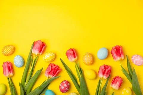 Easter eggs on a bright background. 写真素材
