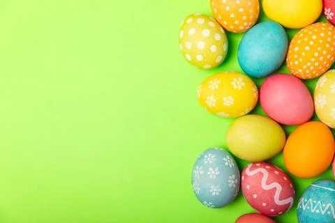Easter eggs on a bright background. Stock Photos