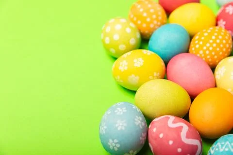 Easter eggs on a bright background. Stock Photos
