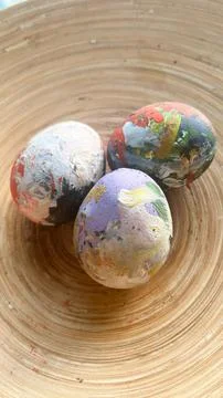 Easter eggs in bright creative paint Stock Photos