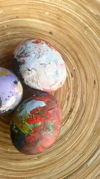 Easter eggs in bright creative paint Stock Photos