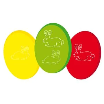 Easter eggs with bunnies on white background Stock Illustration