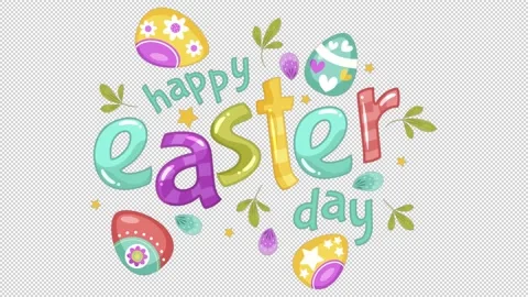 Easter Eggs Bunny Animation Alpha Background 4k Stock Footage 181261094