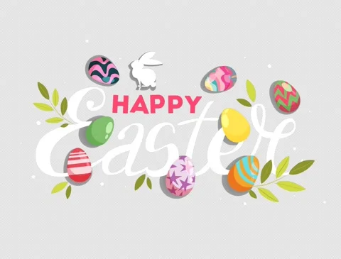 Easter Eggs Bunny Animation Alpha Background 4k Stock Footage 181262535