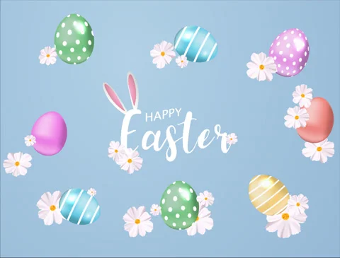 Easter Eggs Bunny Animation Background 4k Stock Footage 181265770