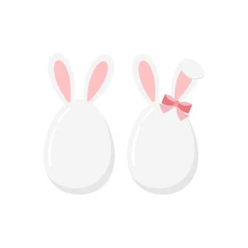 Easter eggs with bunny ears icon set isolated on white background. Stock Illustration