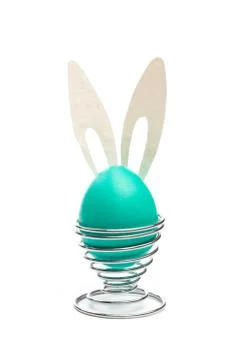Easter eggs with bunny ears  isolated on white Foto stock