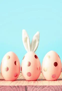 Easter eggs with bunny ears. Minimal concept. Stock Photos