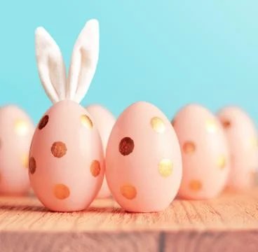 Easter eggs with bunny ears. Minimal concept. Stock Photos