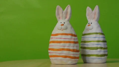 Easter eggs with bunny ears. Spring And Easter Background. Stock Footage 74107919