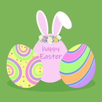 Easter Eggs Bunny Ears Spring Holiday Background Greeting Card イラスト素材