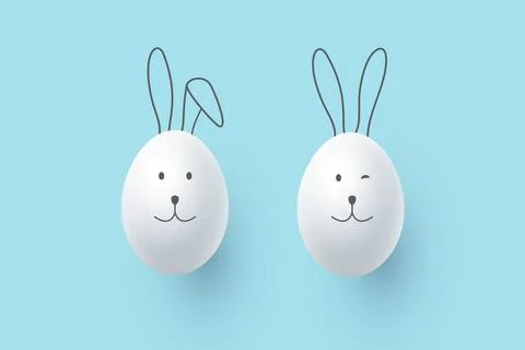 Easter eggs with bunny face and ears. Stock Illustration