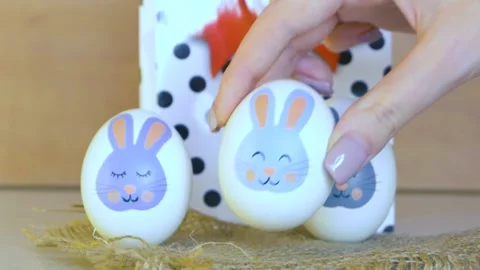 Easter eggs with a bunny pattern Stock Footage 170669743
