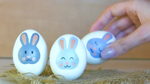 Easter eggs with a bunny pattern Stock Footage 170669750