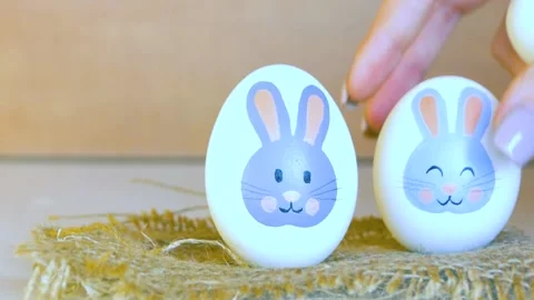 Easter eggs with a bunny pattern Stock Footage 170669751