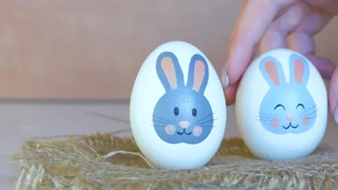 Easter eggs with a bunny pattern Stock Footage 170669753