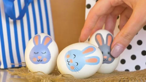 Easter eggs with a bunny pattern Stock Footage 170669755