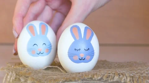 Easter eggs with a bunny pattern Stock Footage 170669756