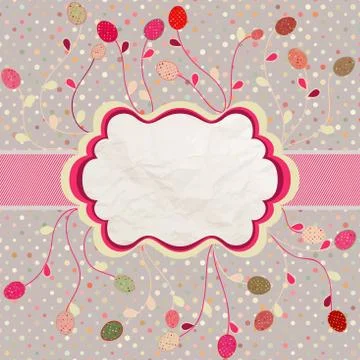 Easter eggs card with frame and polka dot. EPS 8 Stock Illustration