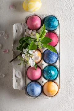 Easter eggs in carton, Easter concept Fotos de archivo