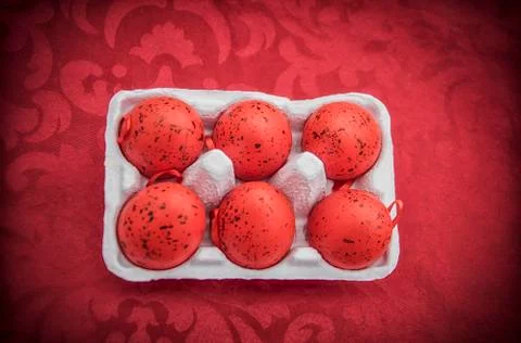 Easter Eggs in a Carton Stock Photos