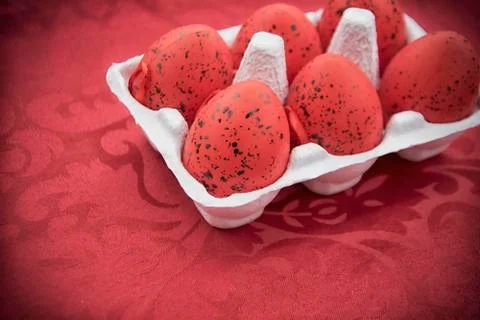 Easter Eggs in a Carton Stock Photos