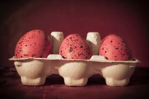 Easter Eggs in a Carton Stock Photos