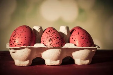 Easter Eggs in a Carton Stock Photos