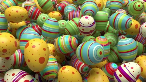 Easter eggs cascading down the screen, covering it in vibrant colors before.. Stock Footage 263896222