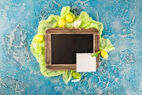 Easter eggs with chalkboard Stock Photos
