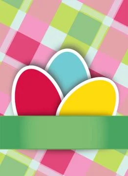 Easter eggs on checkered background Stock Illustration