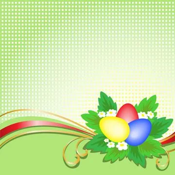 Easter eggs on a checkered background three Easter eggs with a bouquet on ... Stock Photos