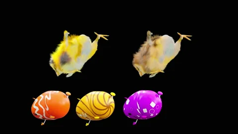 Easter, eggs, chick, rabbit, with Alpha matte. Stock Footage 172429203