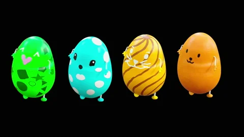 Easter, eggs, chick, rabbit, with Alpha matte. Stock Footage 172656891