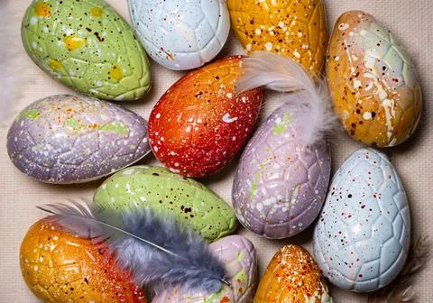 Easter eggs with chocolate with a surprise inside Stock Photos
